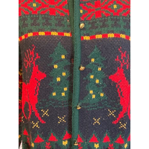 Vintage Christmas Reindeer Cardigan - Picture 2 of 7